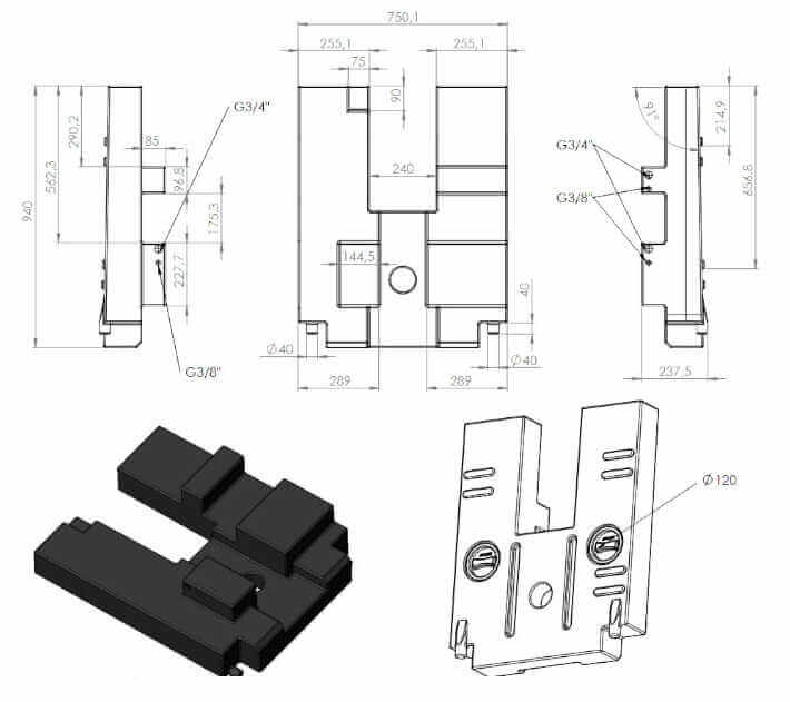 Depósito de aguas sucias, con capacidad de 67L para Renault Master y Opel Movano desde 2010 croquis 1